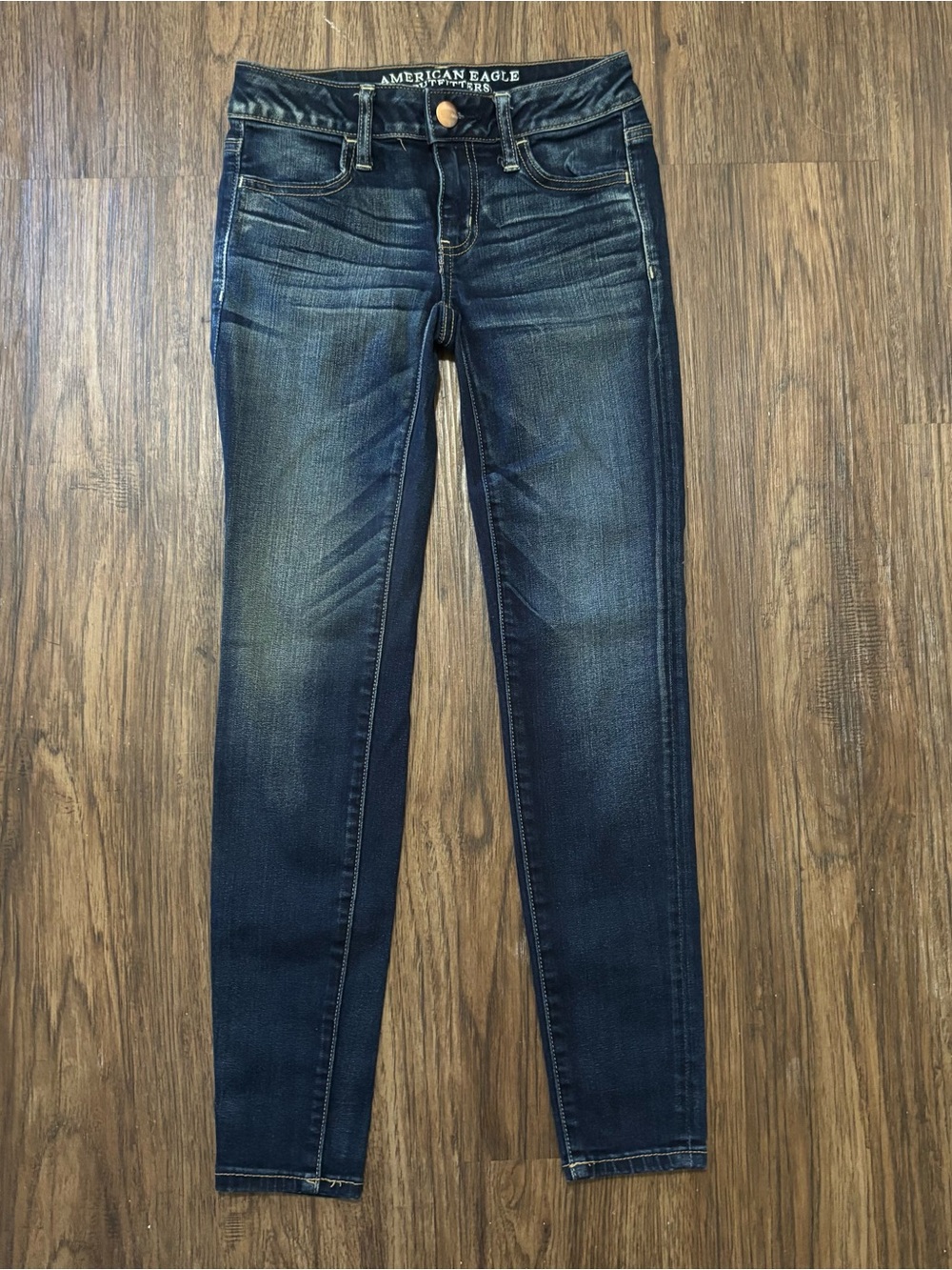 American Eagle Dark Wash Super Low Rise Jegging Jeans Size 0 Super Stretch